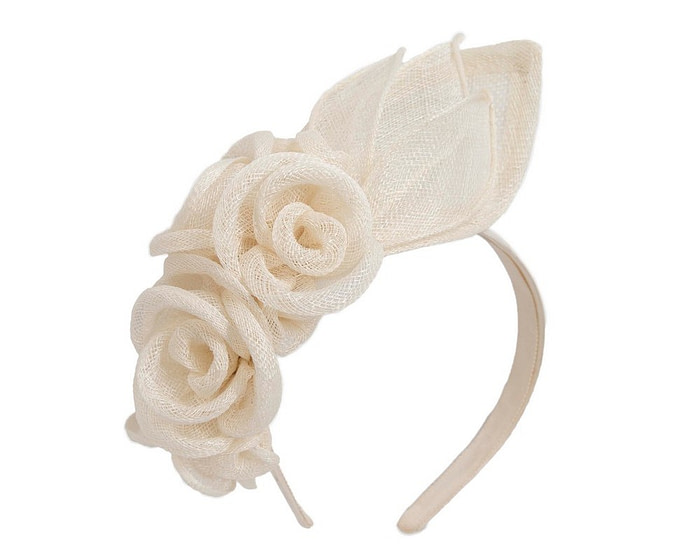 Cream sinamay flower headband fascinator by Max Alexander - Fascinators.com.au