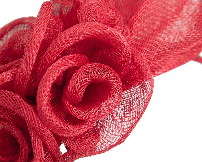 Red sinamay flower headband fascinator by Max Alexander - Fascinators.com.au