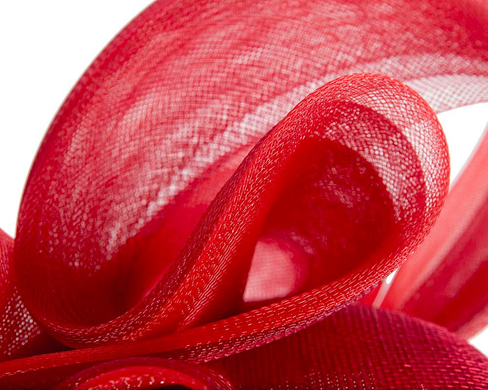 Red pillbox racing fascinator with wavy trim by Fillies Collection - Fascinators.com.au