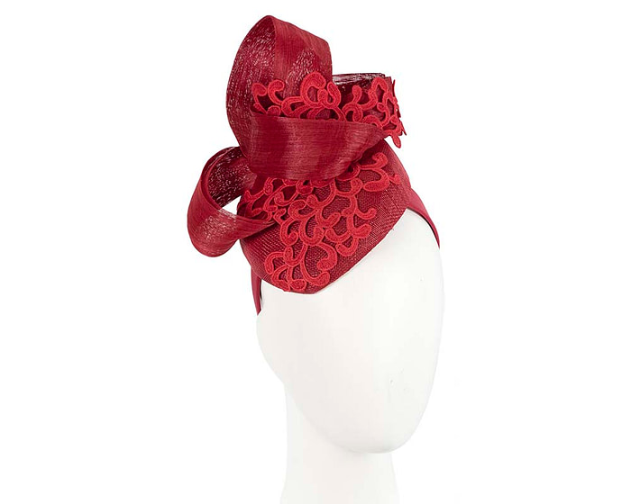 Red lace pillbox Australian Made racing fascinator by Fillies Collection - Fascinators.com.au