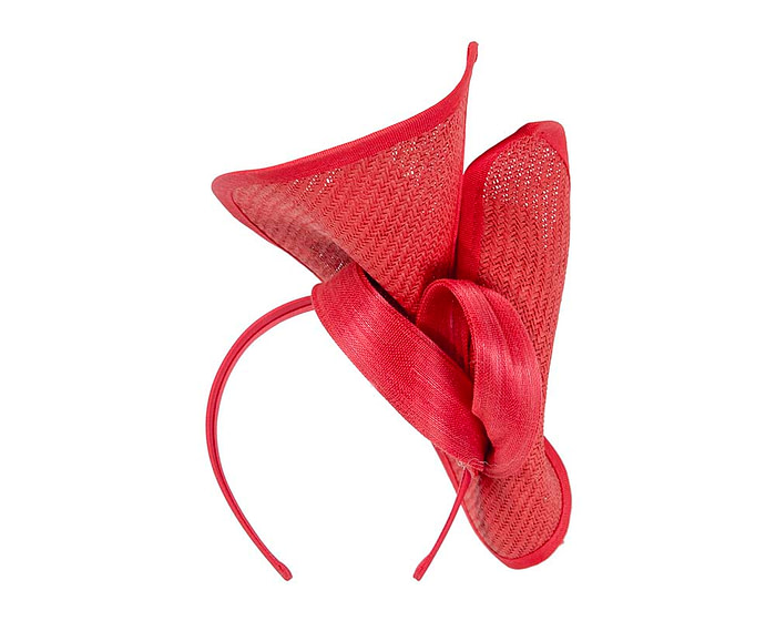 Red designers racing fascinator with bow by Fillies Collection - Fascinators.com.au