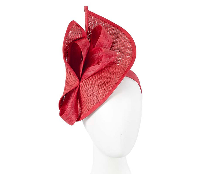 Red designers racing fascinator with bow by Fillies Collection - Fascinators.com.au