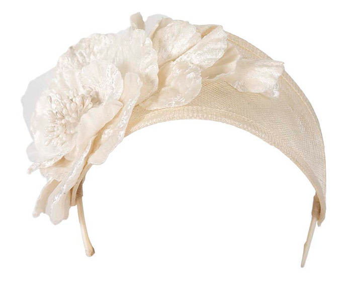Cream flower headband racing fascinator - Fascinators.com.au