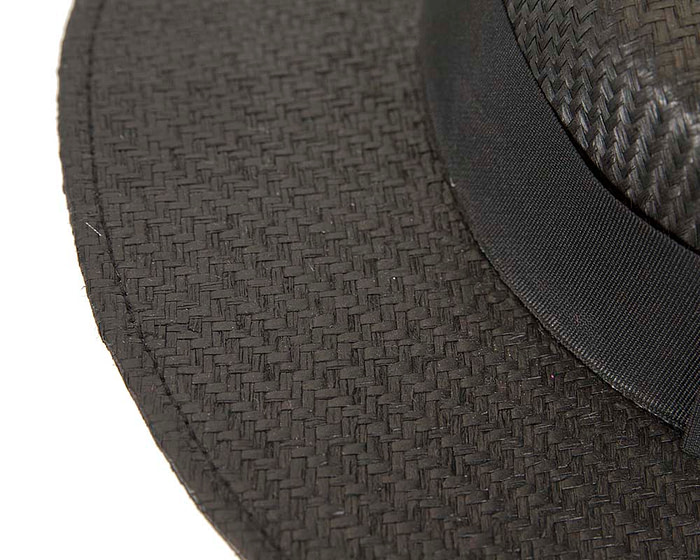 Black boater hat by Max Alexander - Fascinators.com.au