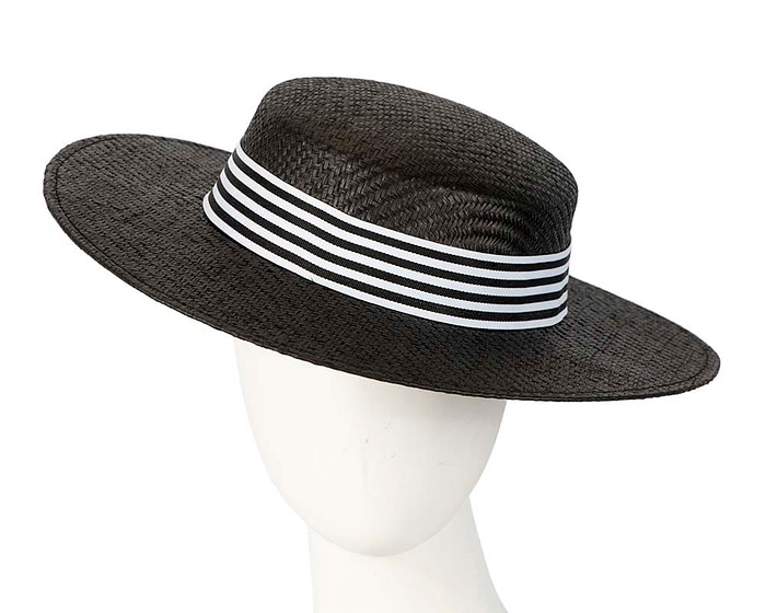 Black and white boater hat by Max Alexander - Fascinators.com.au