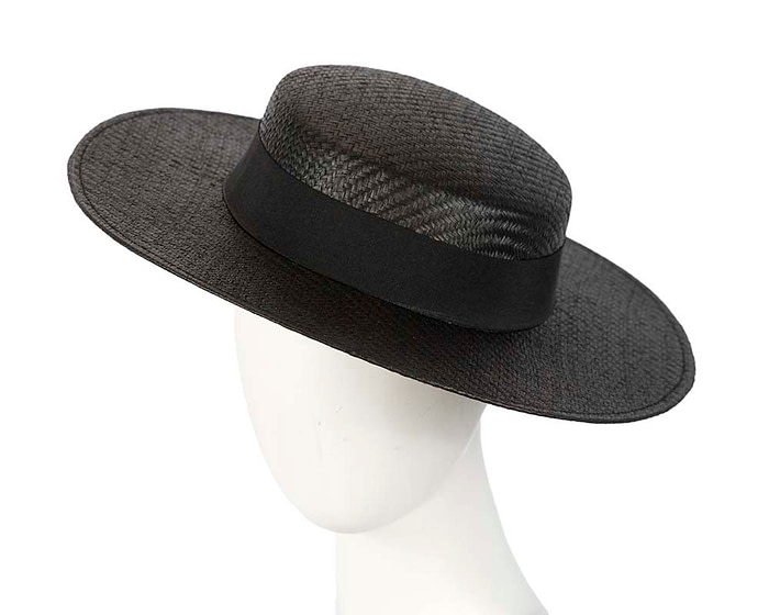 Black boater hat by Max Alexander - Fascinators.com.au