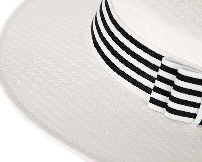 White and black boater hat by Max Alexander - Fascinators.com.au