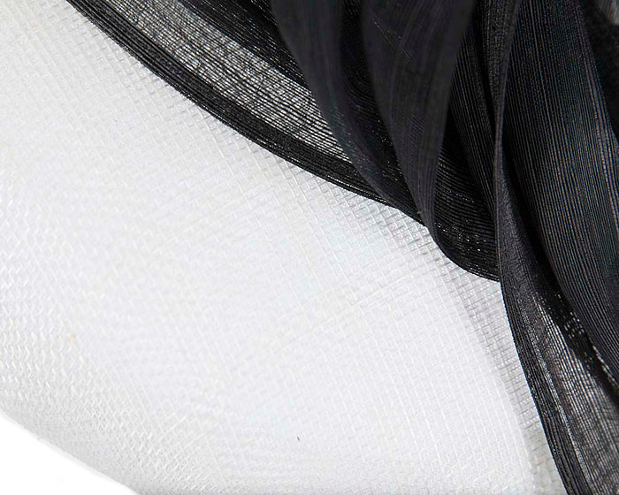 White & black pillbox silk abaca bow - Fascinators.com.au