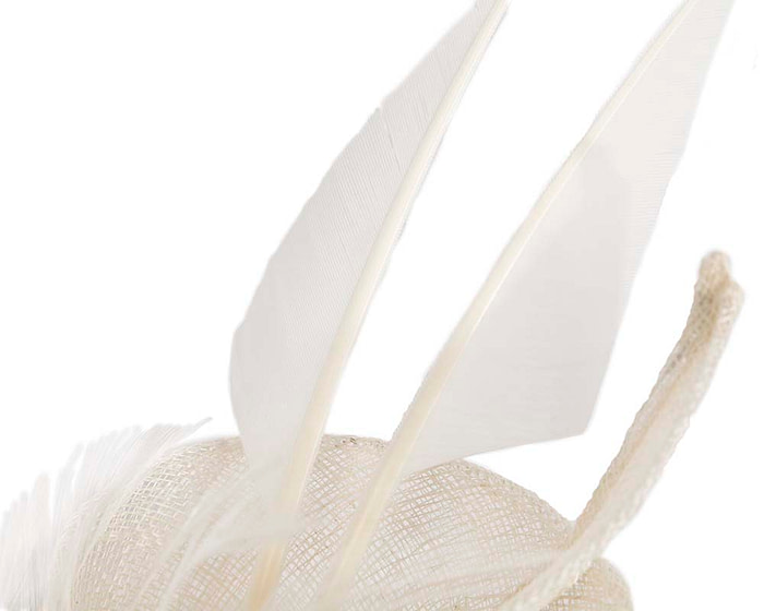 Cream racing fascinator with feathers by Max Alexander - Fascinators.com.au
