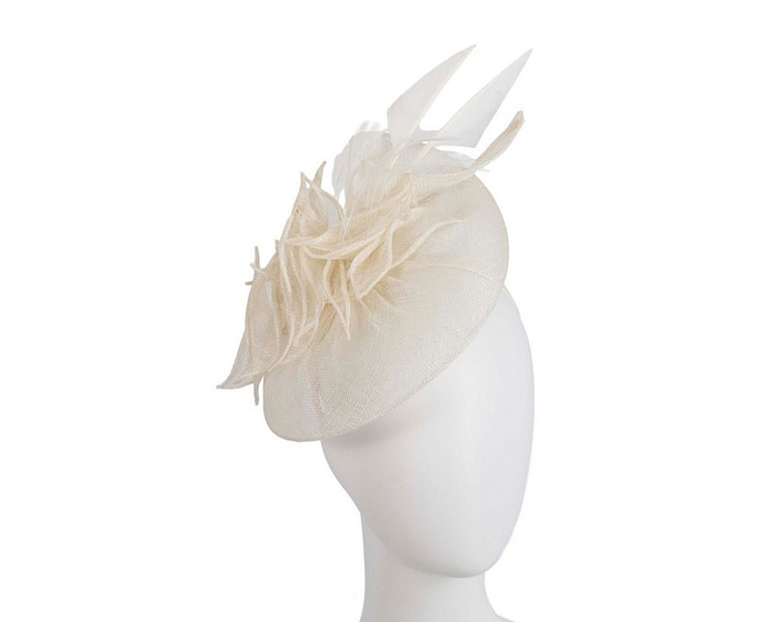 Cream racing fascinator with feathers by Max Alexander - Fascinators.com.au