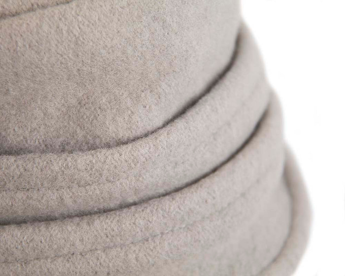Warm grey woolen European Made bucket hat - Fascinators.com.au