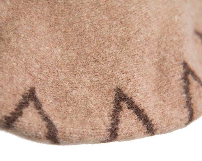 Warm mocca woolen European Made french beret - Fascinators.com.au