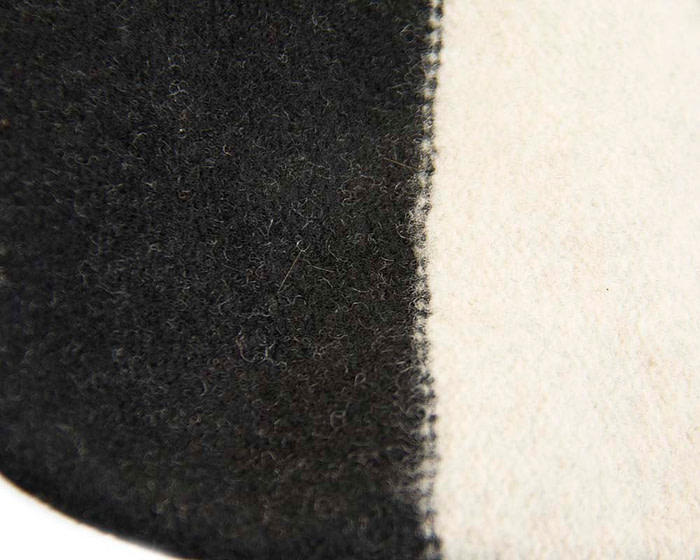 Warm cream and black woolen European Made beret - Fascinators.com.au