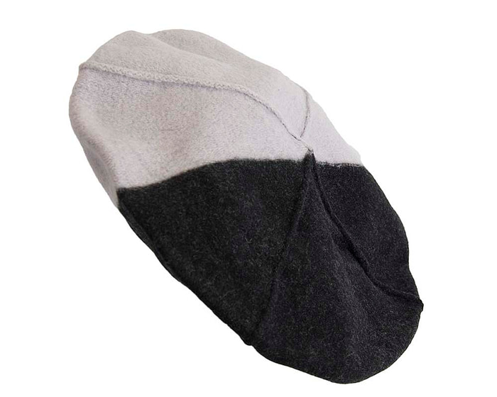 Warm grey and black woolen European Made beret - Fascinators.com.au