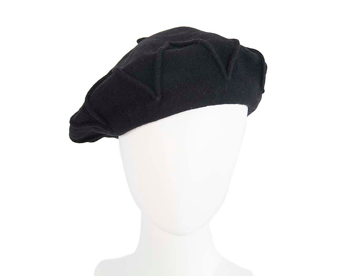 Warm black woolen European Made french beret - Fascinators.com.au