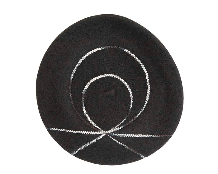 Warm black woolen European Made beret - Fascinators.com.au