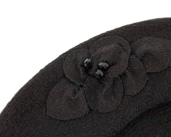 Warm black wool beret. Made in Europe - Fascinators.com.au