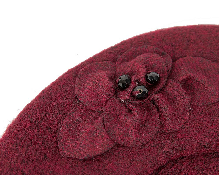Warm burgundy wine wool beret. Made in Europe - Fascinators.com.au