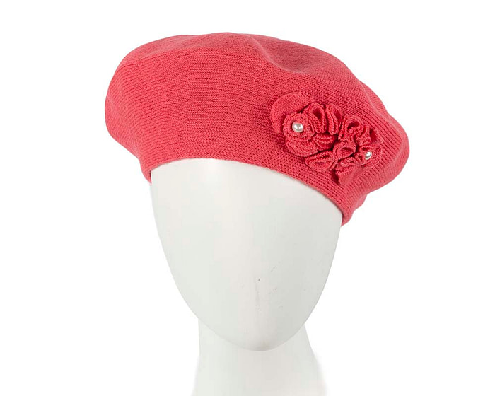 Warm coral wool beret. Made in Europe - Fascinators.com.au