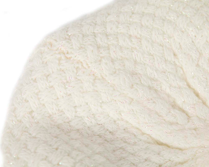 Classic warm crocheted ivory wool beret. Made in Europe - Fascinators.com.au
