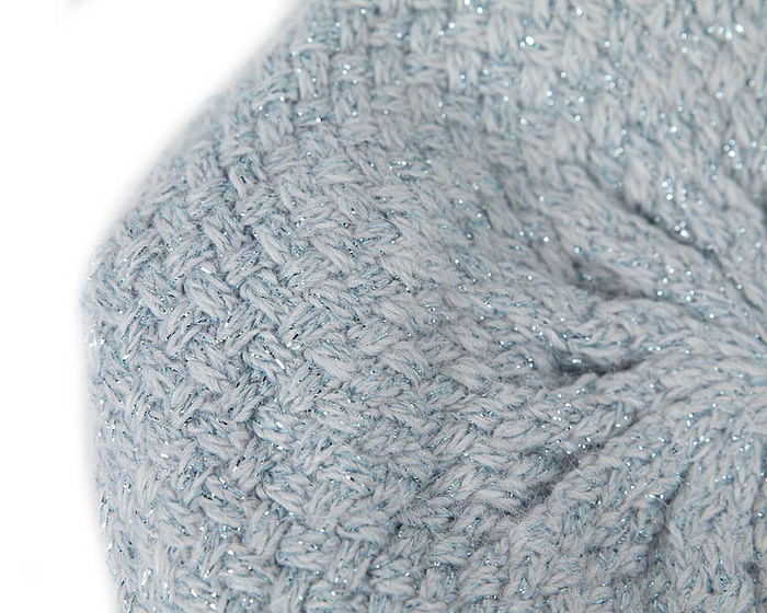 Classic warm crocheted light blue wool beret. Made in Europe - Fascinators.com.au