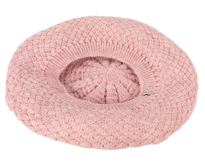 Classic warm crocheted pink wool beret. Made in Europe - Fascinators.com.au