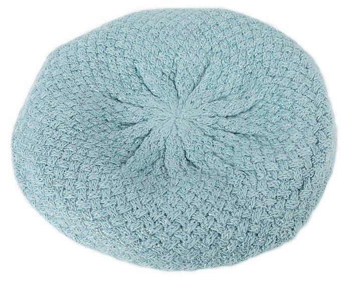 Classic warm crocheted sea blue wool beret. Made in Europe - Fascinators.com.au