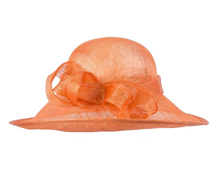 Wide brim orange sinamay racing hat by Max Alexander - Fascinators.com.au