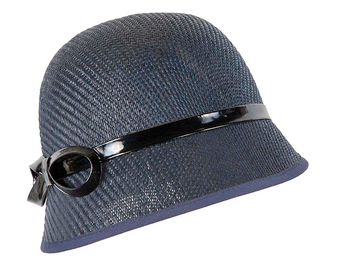 Navy cloche racing hat by Max Alexander - Fascinators.com.au