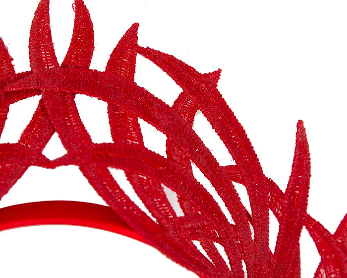 Red lace crown fascinator by Max Alexander - Fascinators.com.au