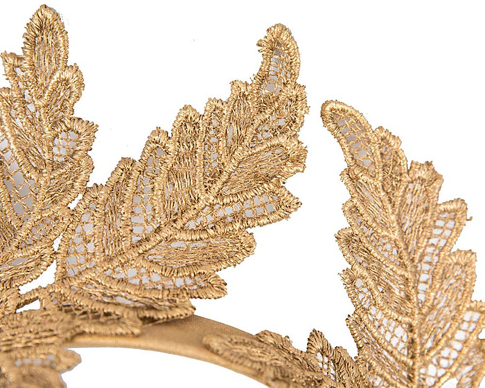 Gold Australian Made lace crown fascinator by Max Alexander - Fascinators.com.au