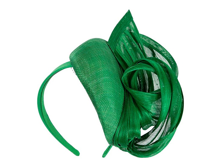 Green pillbox with silk abaca bow - Fascinators.com.au