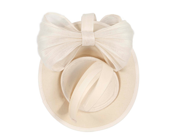 Large cream plate fascinator with bow by Fillies Collection - Fascinators.com.au
