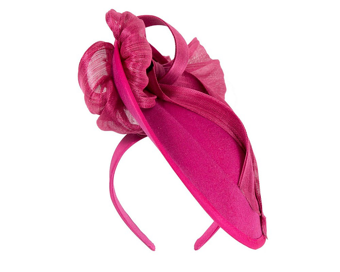 Large fuchsia plate fascinator with bow by Fillies Collection - Fascinators.com.au