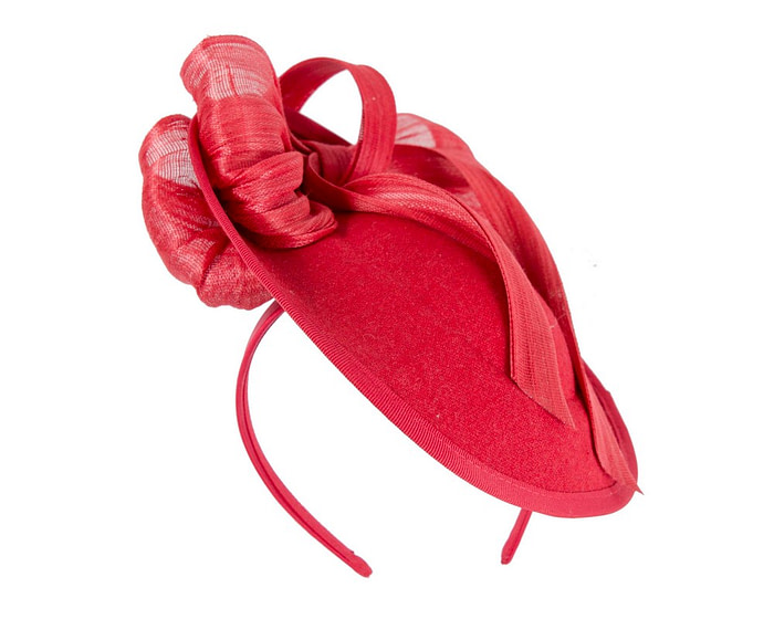 Large red plate fascinator with bow by Fillies Collection - Fascinators.com.au