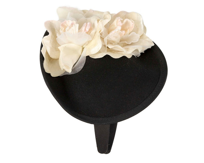Black and cream winter racing flower fascinator by Fillies Collection - Fascinators.com.au