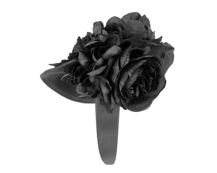 Black winter racing flower fascinator by Fillies Collection - Fascinators.com.au