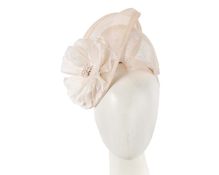 Ivory sinamay fascinator with flower by Max Alexander - Fascinators.com.au