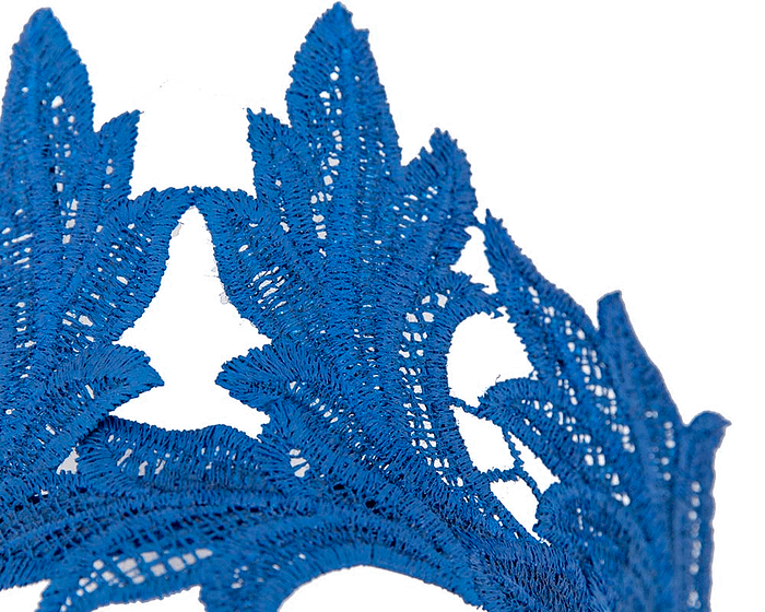Royal blue lace crown fascinator by Max Alexander - Fascinators.com.au