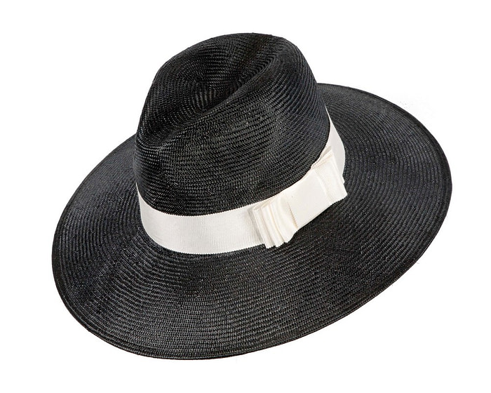 Black & white wide brim ladies fedora hat by Max Alexander - Fascinators.com.au