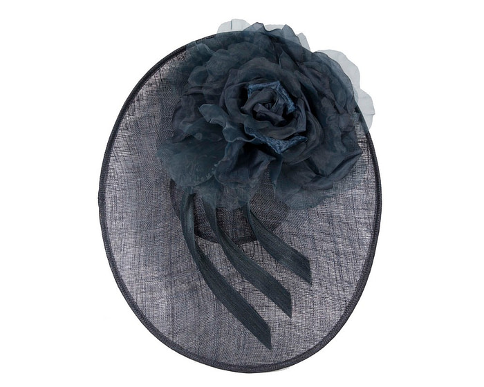 Large navy racing hatinator by Fillies Collection - Fascinators.com.au