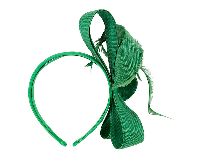Green loops and feathers racing fascinator by Fillies Collection - Fascinators.com.au