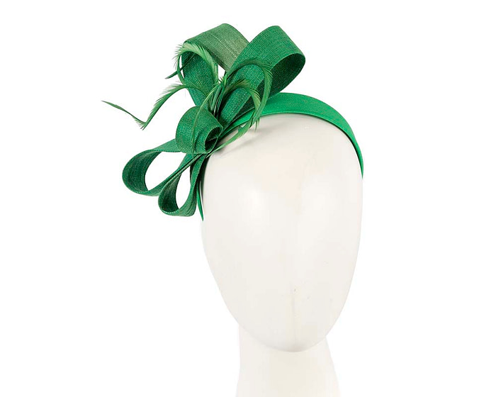 Green loops and feathers racing fascinator by Fillies Collection - Fascinators.com.au