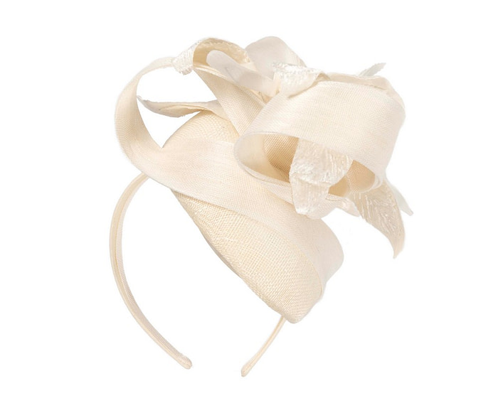 Bespoke cream pillbox racing fascinator with flower by Fillies Collection - Fascinators.com.au