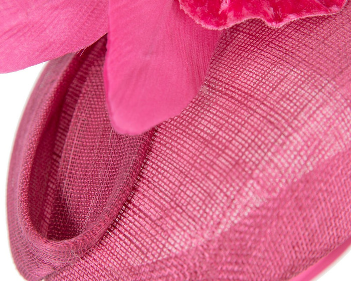 Bespoke fuchsia pillbox racing fascinator with flower by Fillies Collection - Fascinators.com.au