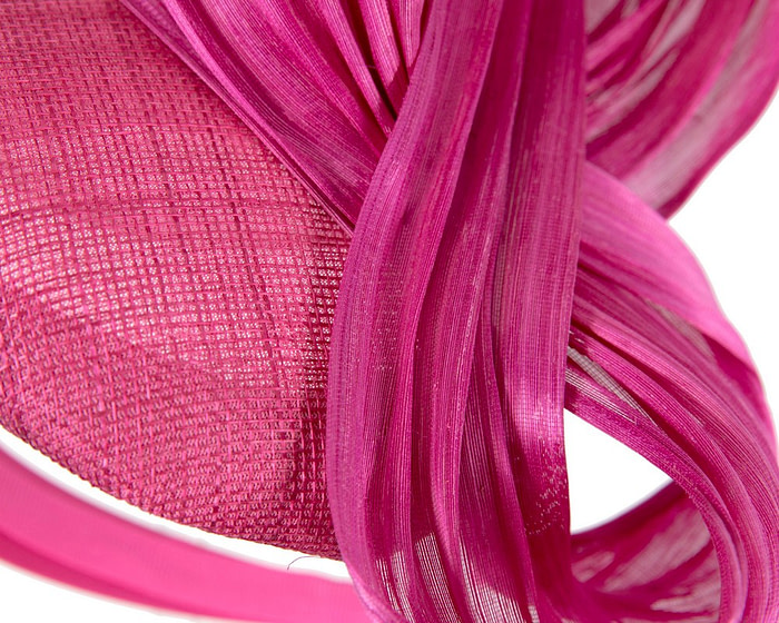 Fuchsia pillbox silk abaca bow by Fillies Collection - Fascinators.com.au
