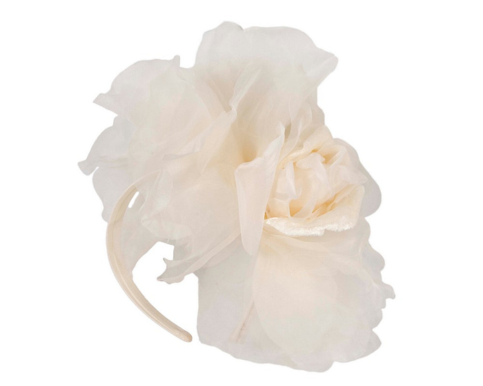 Large cream silk flower fascinator by Fillies Collection - Fascinators.com.au