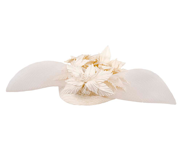 Large wide brim cream hat by Fillies Collection - Fascinators.com.au