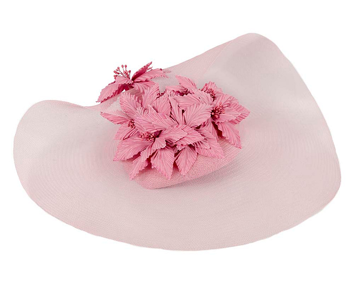 Large wide brim dusty pink hat by Fillies Collection - Fascinators.com.au