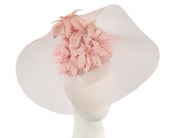 Large wide brim pink hat by Fillies Collection - Fascinators.com.au